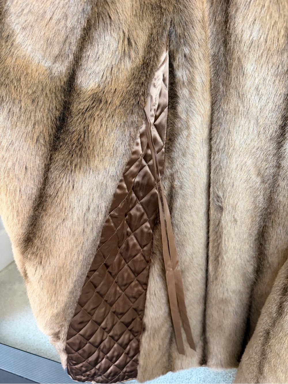 Vintage with tags Forester Tan Faux-Fur Trim Belted Trench - Picture 9 of 14